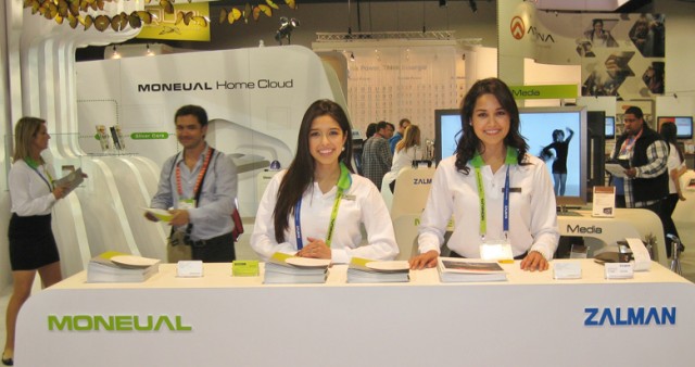 Two Models Working a Trade Show Booth