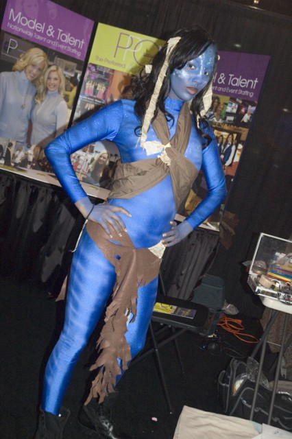 Costumed model dressed as Avatar character