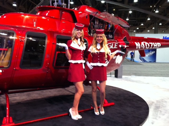 Trade show models in uniform at the NBAA show