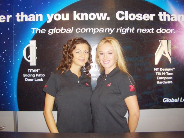 Two exhibit booth promo models